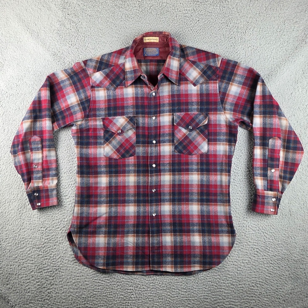 Vintage Pendleton Size Large High Grade Western Wear Pearl Snap Wool Plaid‎ USA